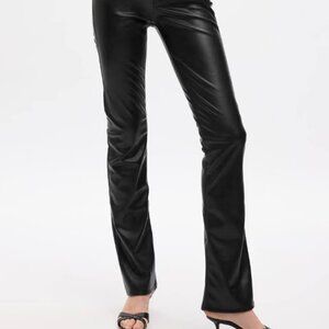 GAP Faux Leather Bootcut Pants, Black, Size 8 Long